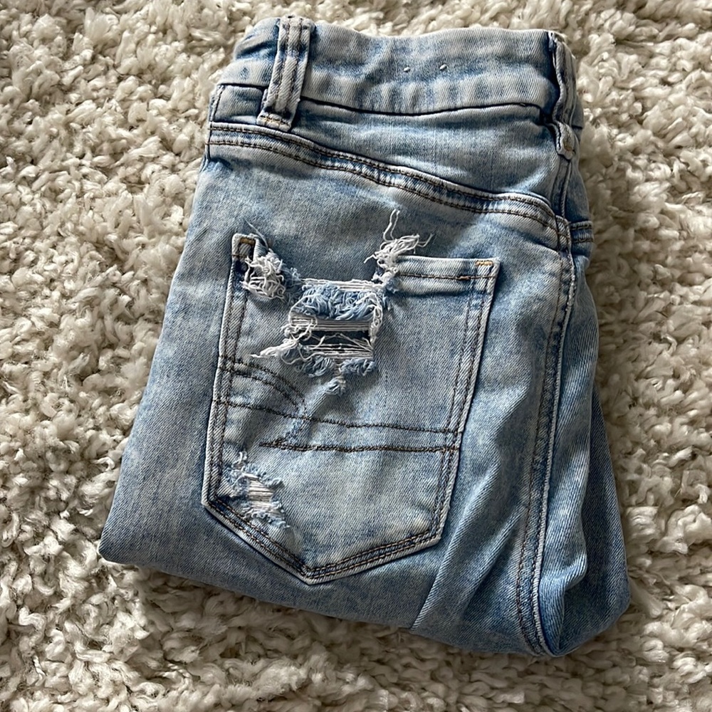 Curvy high rise distressed jeans